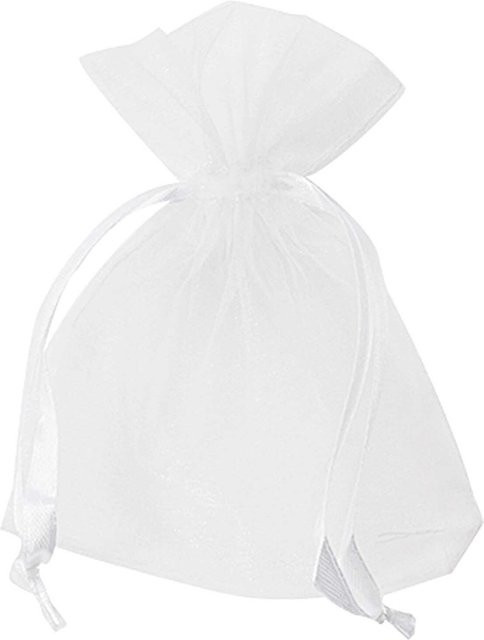 idee. Creativmarkt Organza Beutel Weiß Transparent B: 12,5 cm, H: 10 cm, 4 Stück - Bild 1