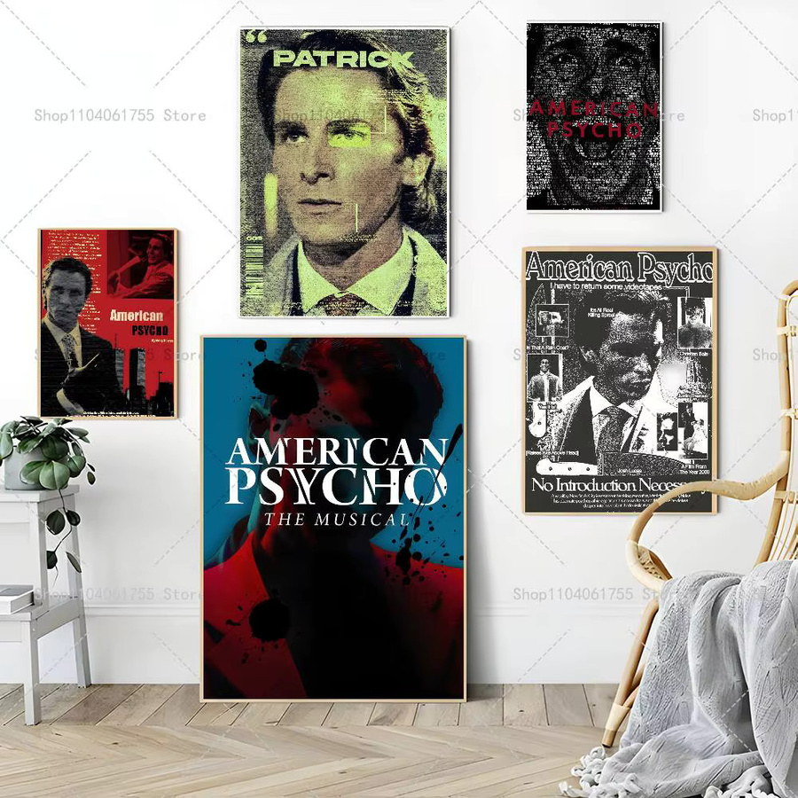 Retro Film Poster Psycho selbstklebender wasserfester Kunstdruck auf Papier, Wanddekoration Mehrfarbig - Bild 4
