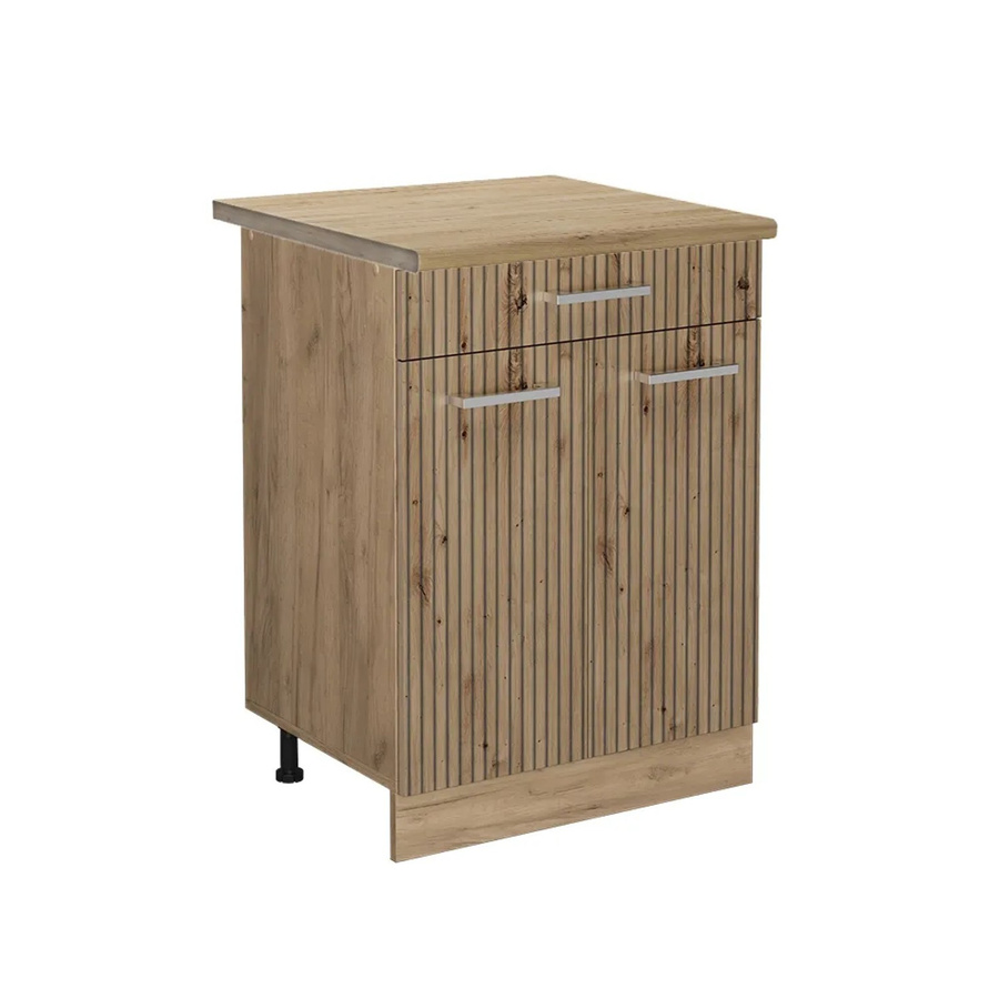 Vicco Küchenunterschrank R-Line Artisan-Eiche in Eiche/Goldkraft mit Schubladen und Türen, B: 60 cm, H: 81,6 cm, T: 60 cm - Bild 2