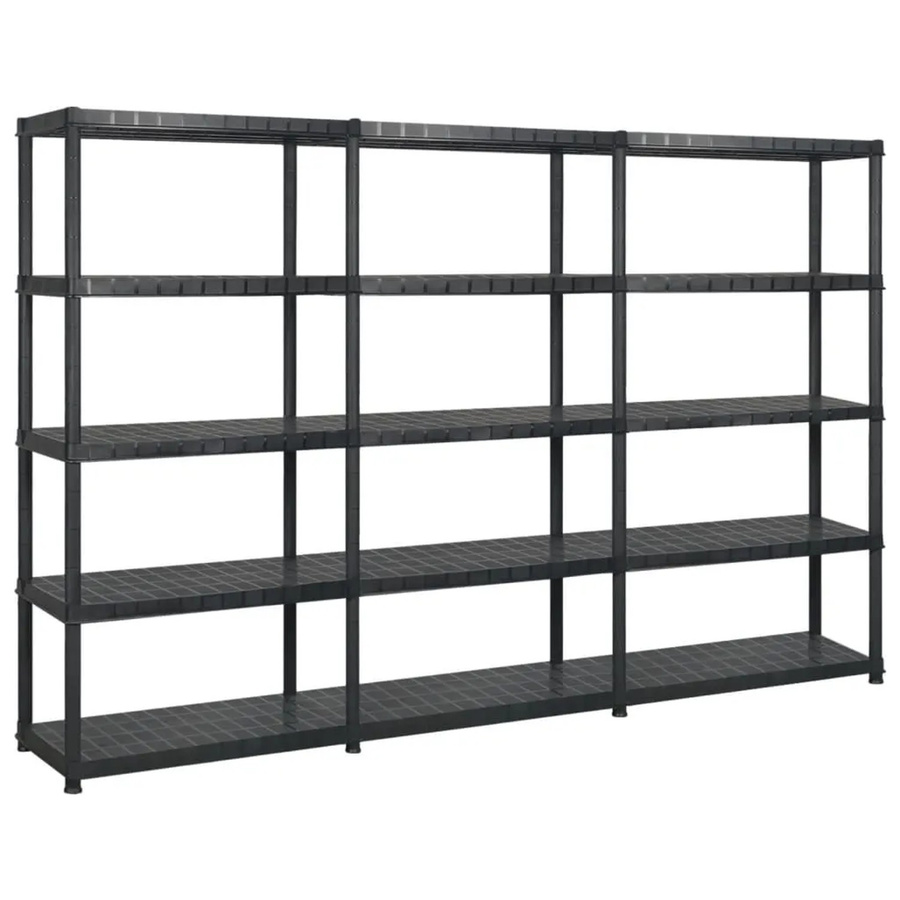 vidaXL Lagerregal aus Kunststoff mit 5 Böden in Schwarz, B/T/H: 255 x 40 x 185 cm - Bild 2