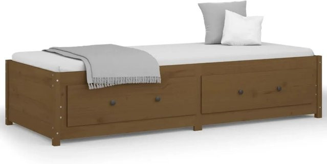 vidaXL Tagesbett aus massivem Kiefernholz in Braun mit Schublade und Schlaffunktion, B/T/H: 80 x 200 cm - Bild 1