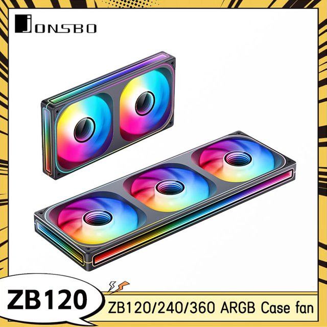Jonsbo ZB120 ARGB Gehäuselüfter mit synchronisierten Vorwärts- und Rückwärtsflügeln, 12 cm - Bild 1