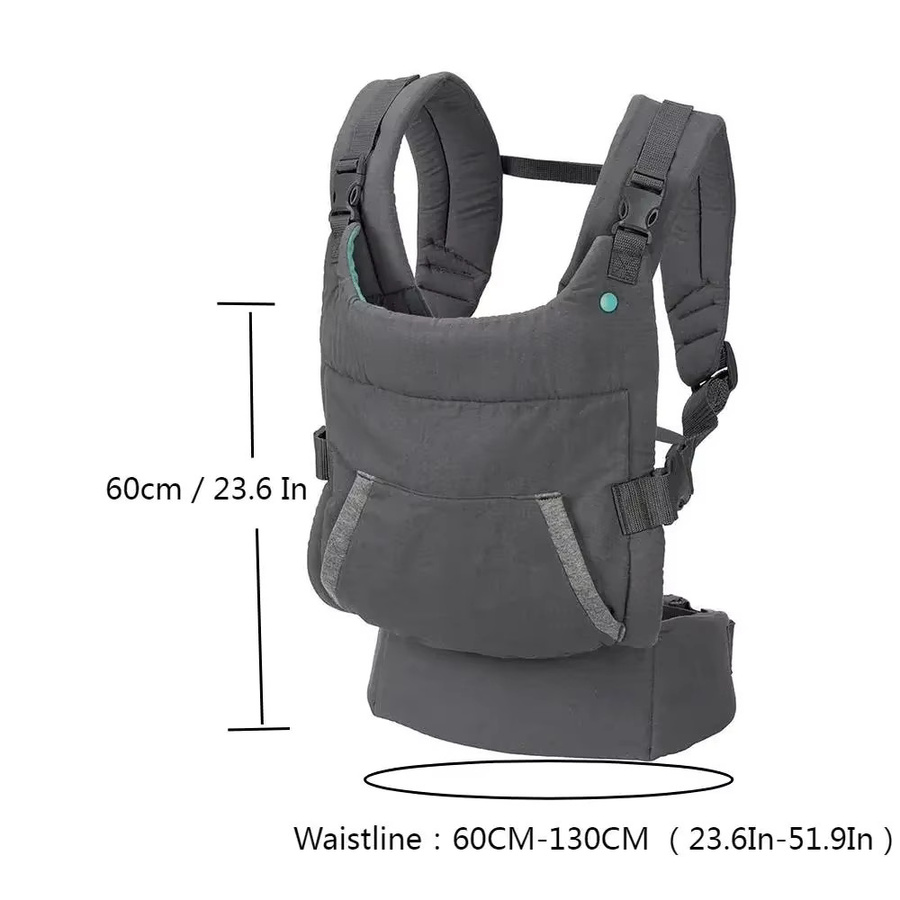 Ergonomische Babytrage in Grau für Neugeborene und Kleinkinder mit Hüftsitz, Lordosenstütze und verschiedenen Tragepositionen für vorne und hinten - Bild 2