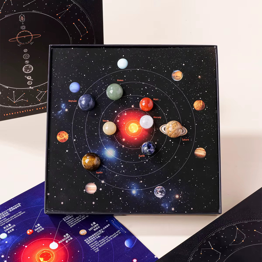 Runyangshi Planeten Naturstein Kristalle Set mit 8 Mineralproben in Multicolour als Tischdekoration - Bild 6