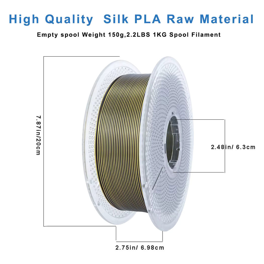 BING3D PLA Seide Filament Schwarz-Gold 1,75mm 1kg auf wiederverwendbarer Spule - Bild 2