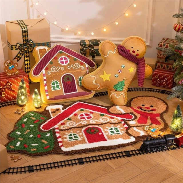 VIKAMA Weihnachts-Bodenmatte mit Kinder-Motiv, rutschfeste und leicht zu reinigende Dekomatte für Wohnzimmer und Schlafzimmer, Mehrfarbig - Bild 1