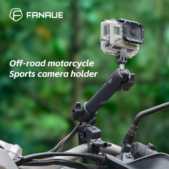 FANAUE Motorrad Sport Kamera Halter mit 360 Grad Zwei-Wege-Drehung und Mehrwinkeleinstellung passend für GoPro DJI Insta360 - Bild 1