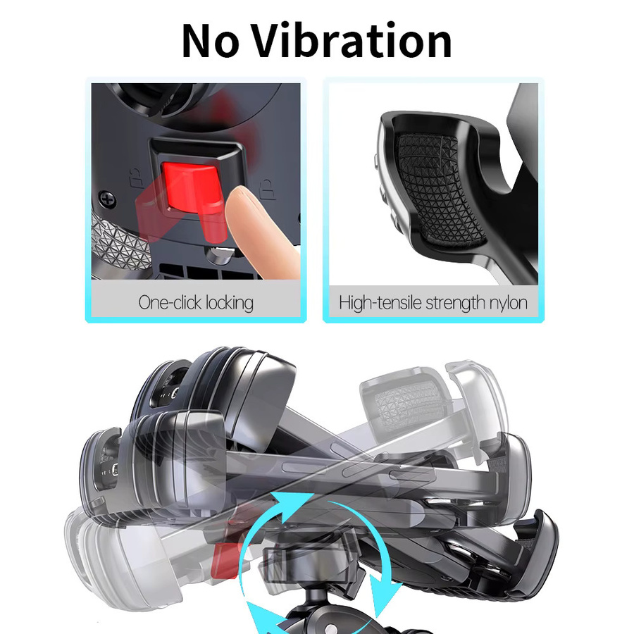 LRBH Kinderwagen-Handyhalterung in Schwarz mit 360 Grad Kugelkopf, Einhandverstellung und Anti-Shake-Verriegelung, passend für Smartphones von 4,7 bis 7,2 Zoll - Bild 4