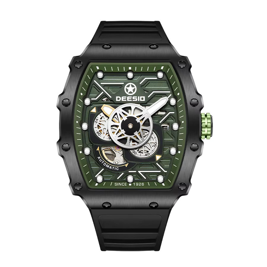 Deesio Armbanduhr Automatik, GMT, Schwarz, Silikon, Herren - Bild 6