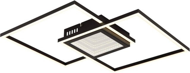 Globo Lighting LED-Deckenleuchte Saunders in Schwarz, quadratisch aus Aluminium und Kunststoff, dimmbar mit Fernbedienung und Timer, B/H/T: 42,6 x 5 x 42,6 cm - Bild 1