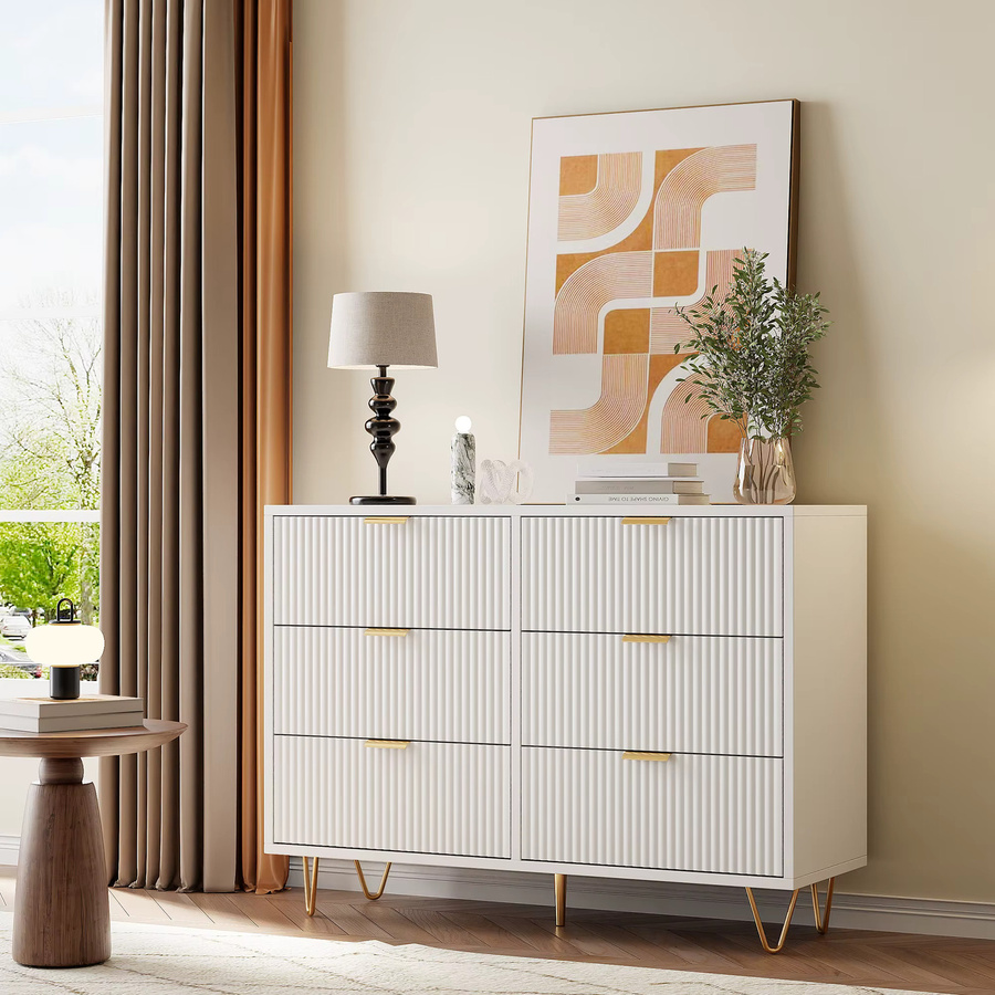 Comanlai Holzkommode mit Schubladen für Schlafzimmer und Wohnzimmer, Weiß, Modernes Design - Bild 2