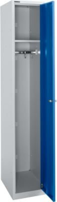 Schäfer Shop Select Garderobenschrank mit 1 Abteil, 2 Fächern, Hutboden und Kleiderstange, abschließbar, weißalu/enzianblau, Breite: 35 cm - Bild 1