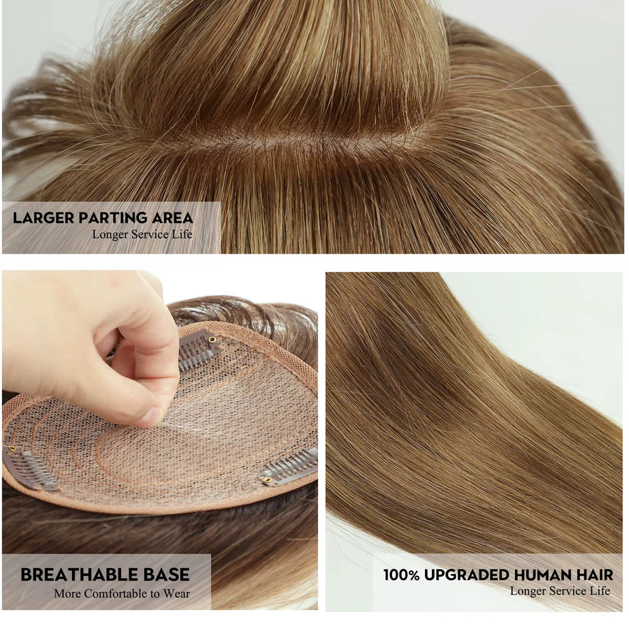 HAIRCUBE Echthaar-Topper mit Pony, Hellbraun, Damen - Bild 5