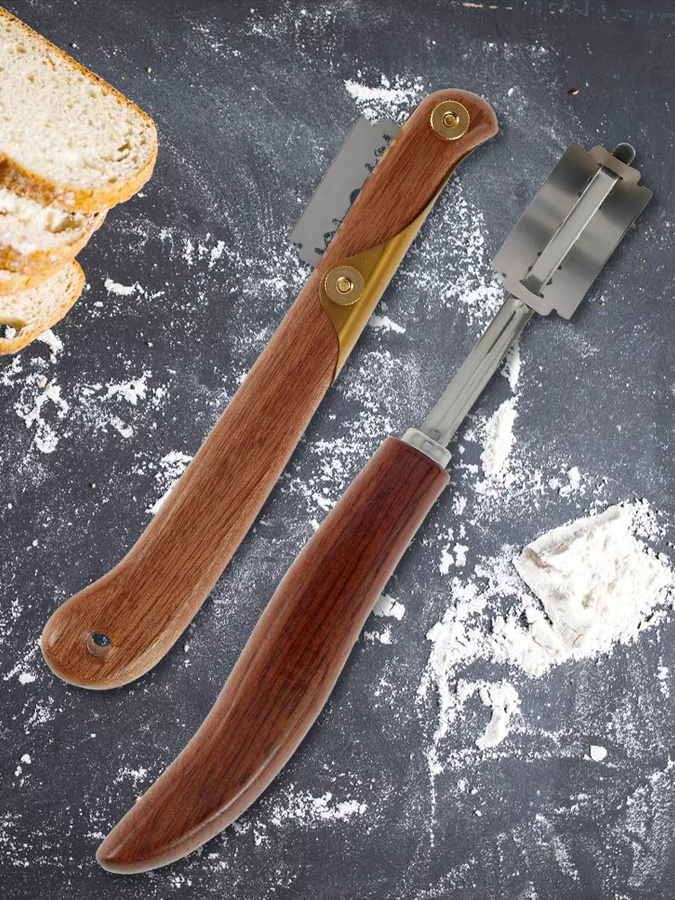 Brot-Lame Schneidewerkzeug mit 10 Klingen und Schutzhülle aus Holz für Bäcker - Bild 6