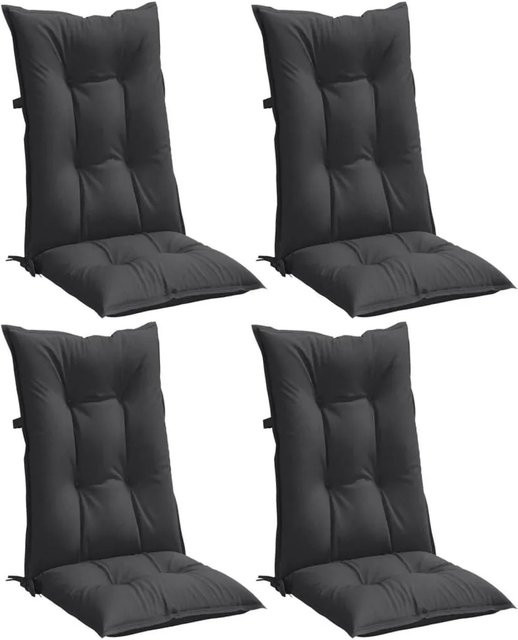 vidaXL Set aus 4 Hochlehner-Auflagen in Melange Anthrazit, UV-beständig aus Polyester, B/T/H: 120 x 50 x 7 cm - Bild 1
