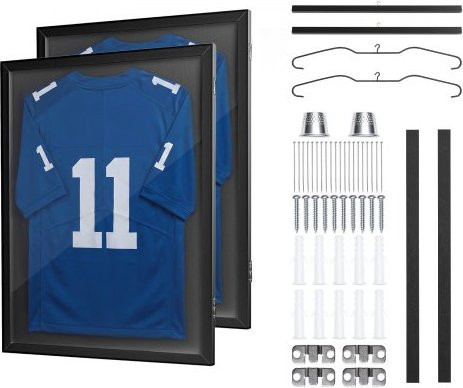 VEVOR 2er Set Trikotrahmen aus Holz in Schwarz mit UV-Schutz und Magnetverschluss, B/H/T: 59,0 x 79,5 x 4,0 cm - Bild 1