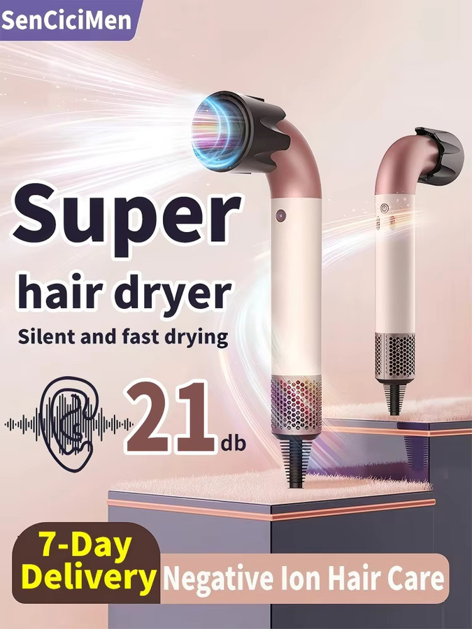 SenCiciMen Haartrockner HD18, Blattloser Föhn mit Negativ-Ionen, blau/multicolour - Bild 1