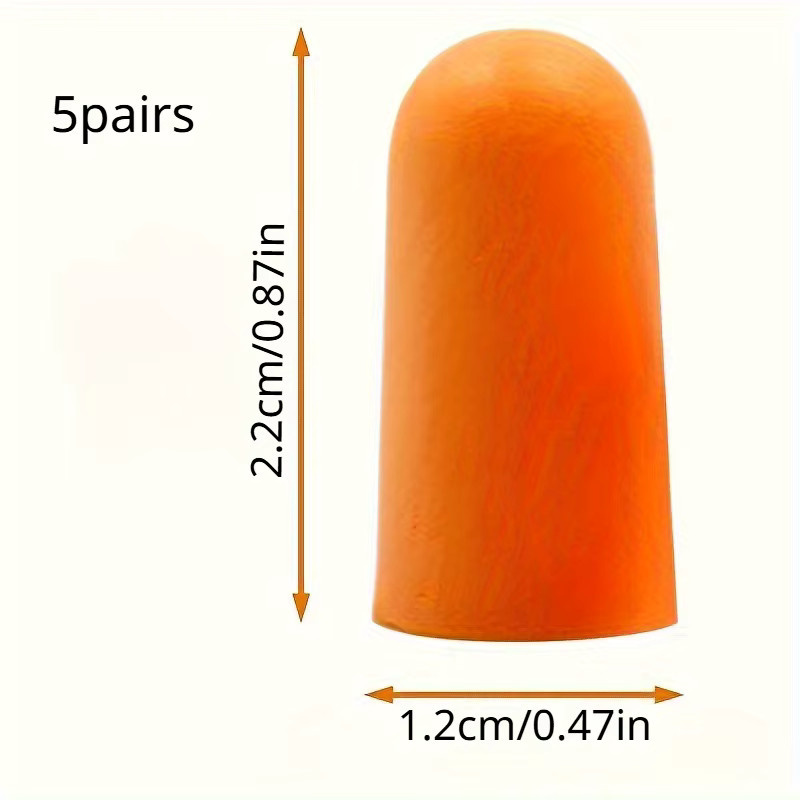 5 Paar Anti-Lärm-Ohrstöpsel aus Schaumstoff in Orange zum Schlafen, Studieren und Arbeiten - Bild 3
