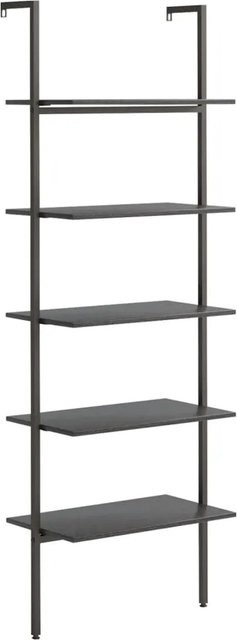 vidaXL Anlehnregal mit 5 Ablagen in Schwarz, B/T/H: 64 x 35 x 185 cm - Bild 1
