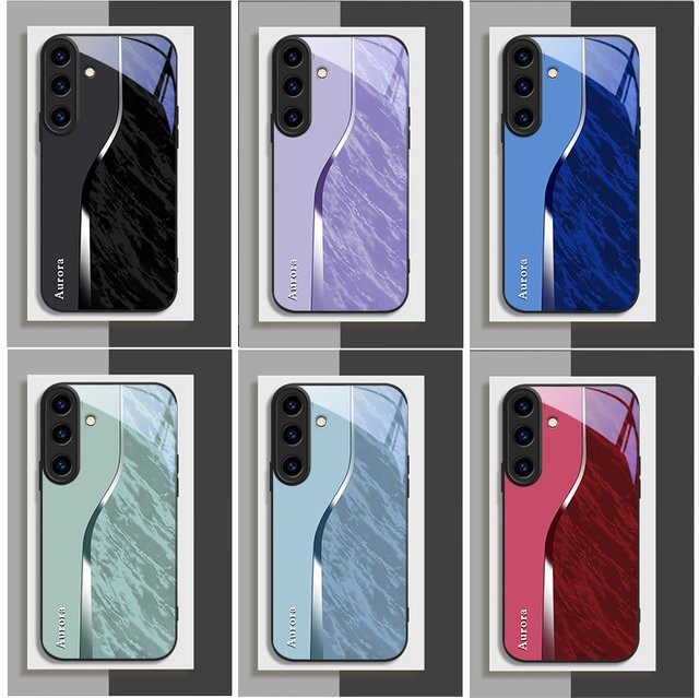 Magnetische Glas-Handyhülle mit hellroter Marmor-Textur für Samsung Galaxy S26 Ultra S25 S24 S23 S22 S21 S20 FE - Bild 1