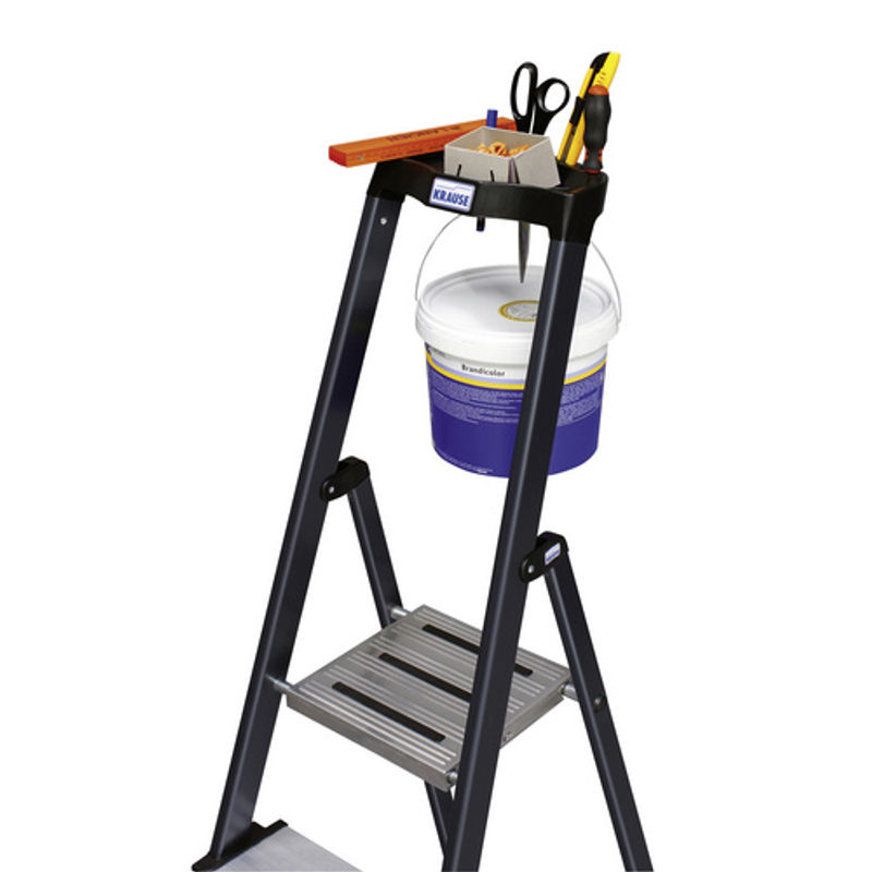Krause Monto Securo Stufen-Stehleiter aus Aluminium, silberfarben, 5 Stufen, Höhe: 150 cm, Breite: 48 cm, Tiefe: 58 cm - Bild 2
