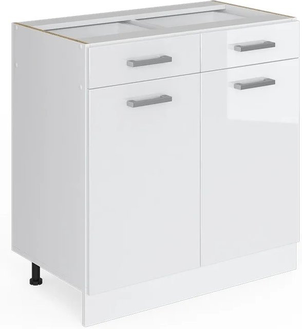 Vicco Küchenunterschrank R-Line Weiß Hochglanz ohne Arbeitsplatte Breite: 80 cm - Bild 1