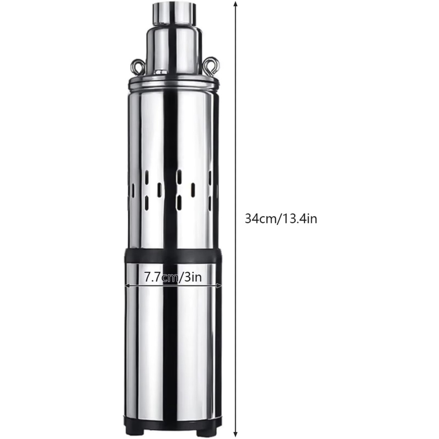 Bymaocar Edelstahl-Tauchpumpe 24V 200W in Silber für Tiefbrunnen mit 396GPH Durchfluss und 98ft Förderhöhe - Bild 5