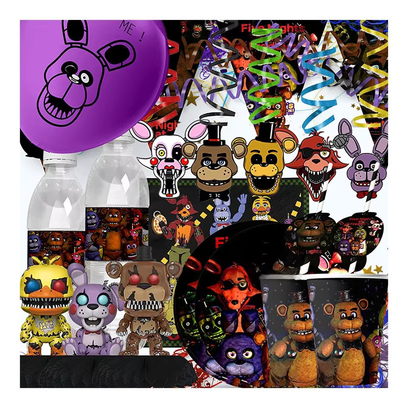 Five Nights at Freddy's Geburtstag Party Dekoration Set mit Banner und Cupcake Toppern in Mehrfarbig - Bild 3