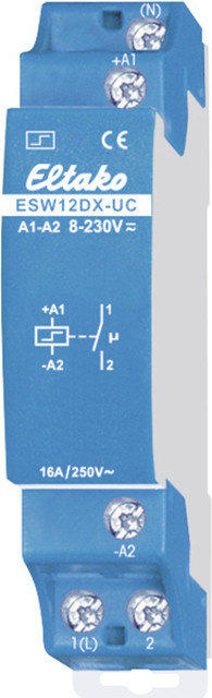 Eltako Stromstoßschalter ESW12DX-UC 16A/250V AC Blau für DIN-Schiene - Bild 1