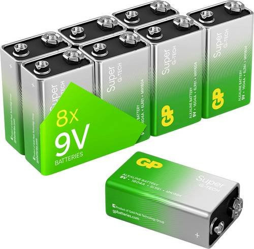 GP Super 9V Block-Batterie Alkali-Mangan, 8er Packung, Grün - Bild 1