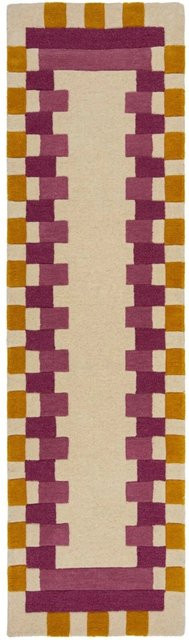 Flair Rugs Wollteppich Kai Wool Border in Beige-Rosa, handgeknüpft, geometrisches Design, B/T: 60 x 230 cm - Bild 1