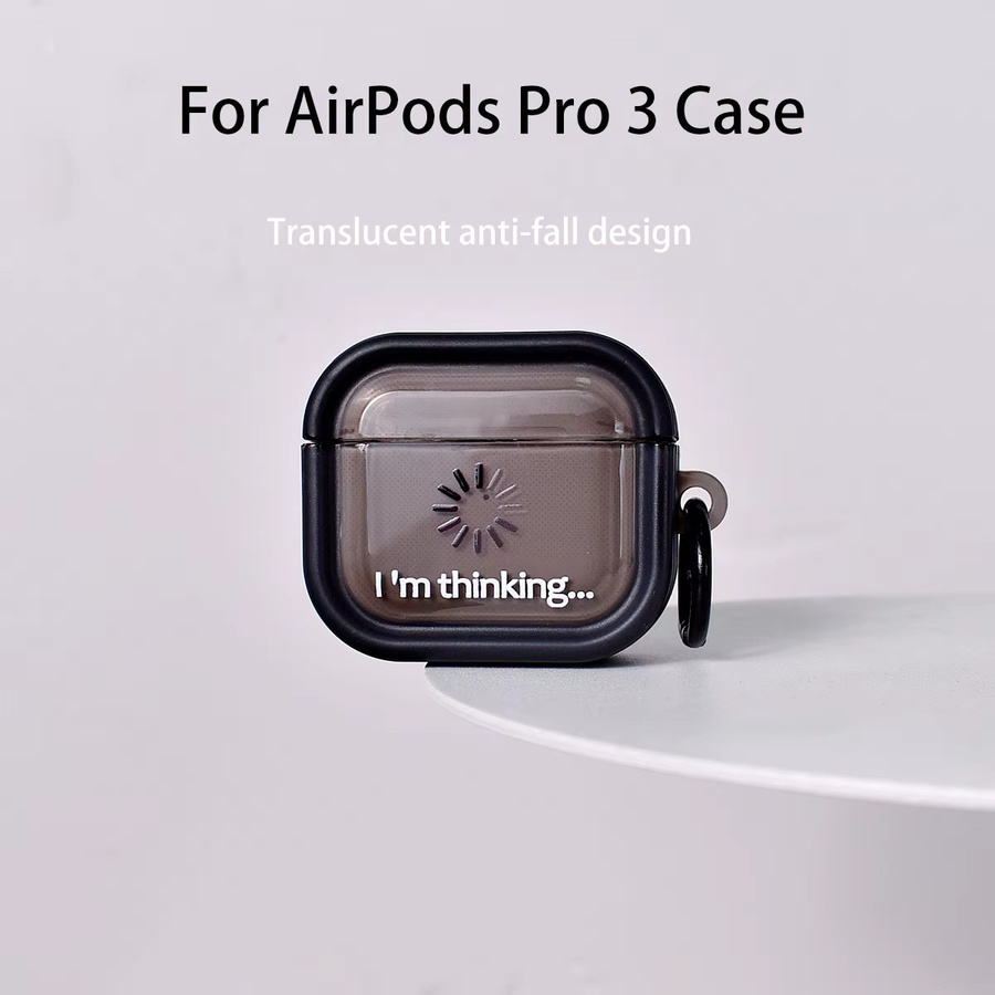 Transparente stoßfeste Schutzhülle mit I'm Thinking Muster und Ringhaken für Apple AirPods Pro 2, Pro 3 und AirPods 4 - Bild 2