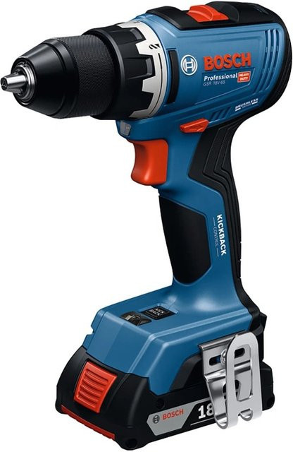 Bosch Professional Akku-Bohrschrauber GSR 18V-65 Set mit 2 Akkus und Ladegerät in L-Boxx, Schwarz-Blau - Bild 1