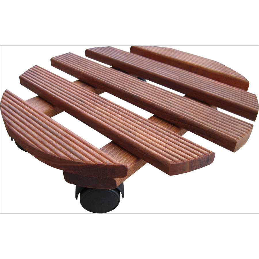 Runder Pflanzenroller aus Mahagoni und Buche in Braun und Rosa, Durchmesser: 30 cm - Bild 2
