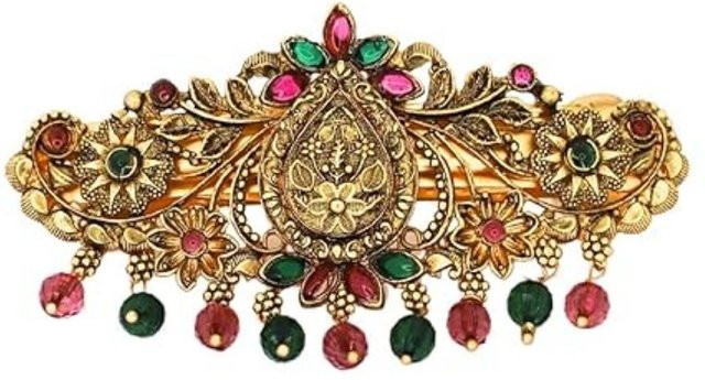 ANMOL JEWELS Haarspange vergoldet, florales Design, Perlenanhänger, Damen - Bild 1