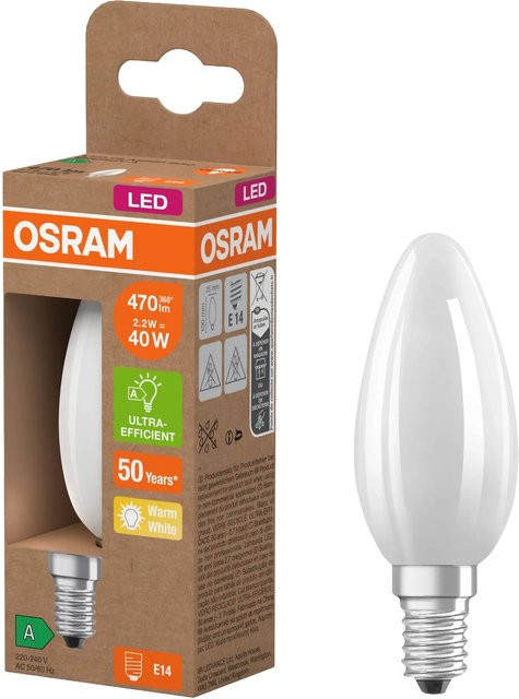 Osram LED-Leuchtmittel E14 Kerzenform B40 Warmweiß 2,2 W 470 lm Höhe: 10,1 cm, Durchmesser: 3,5 cm - Bild 1