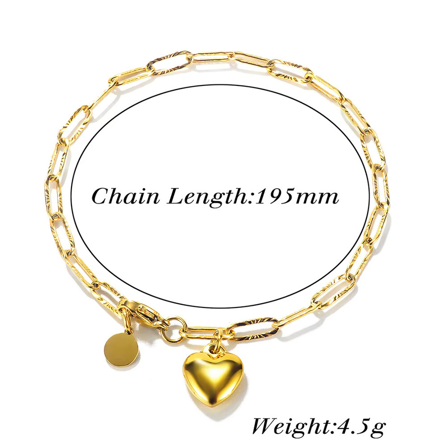 Vqysko Armband, Edelstahl, Gold, Damen, Herz Anhänger - Bild 1