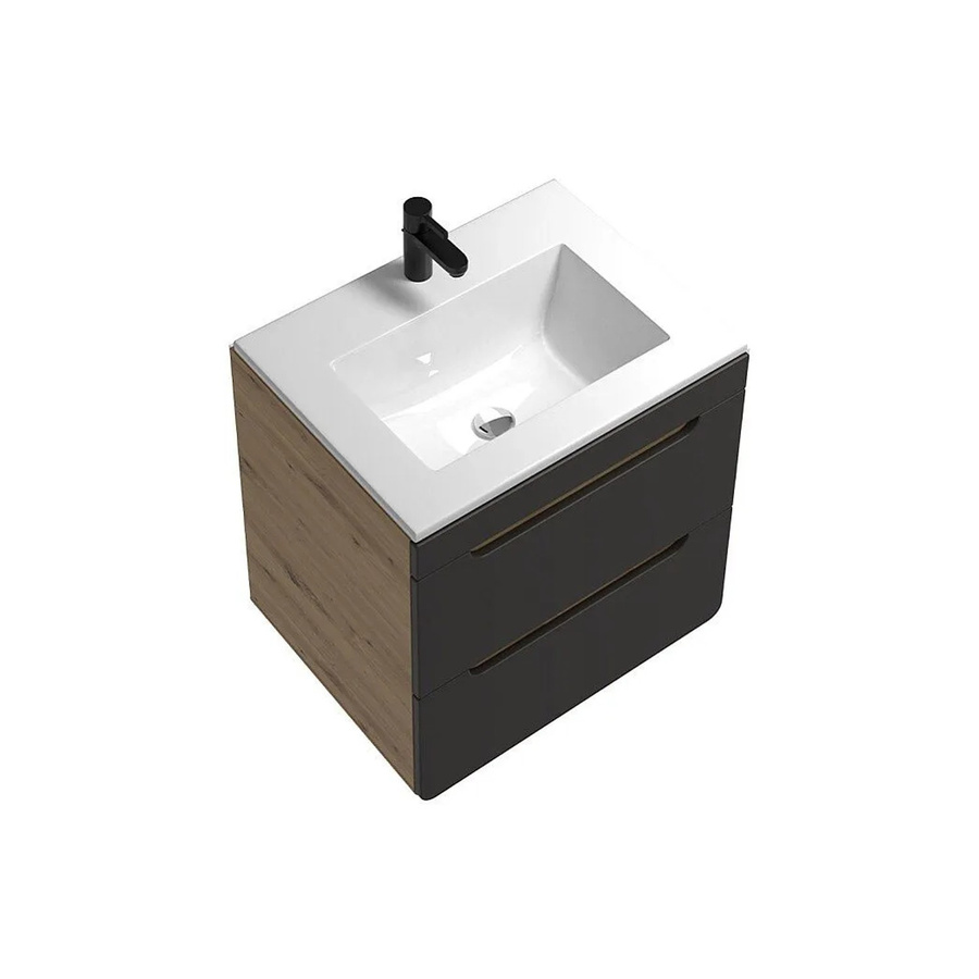 Einzelwaschtisch Aruba von Vente-unique in Anthrazitgrau und Naturfarben Hell, Breite: 60 cm - Bild 2