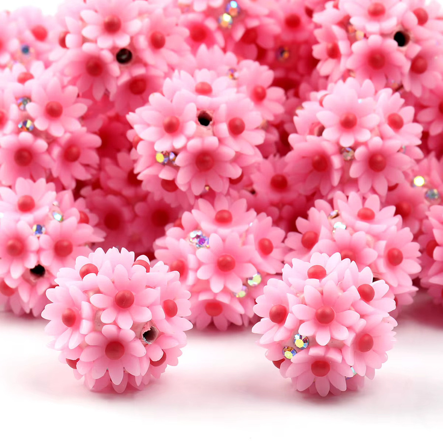 NASSBORO Perlen Acryl, Rosa, Blume, Ball, Spacer - Bild 2