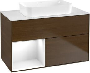 V&B Waschtischunterschrank Finion mit Wandbeleuchtung, Farbe: Weiß lackiert, Breite: 100 cm - Bild 1