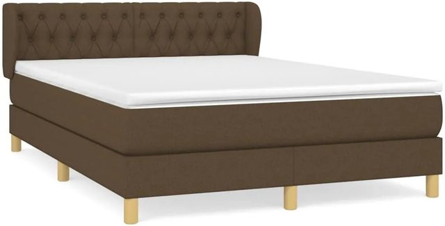vidaXL Boxspringbett Hybrid mit Matratze und Kopfteil, Dunkelbraun, B/T/H: 140 x 200 cm - Bild 1