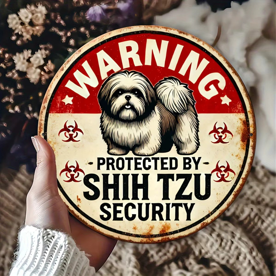 Potdemiel Vintage Shih Tzu Sicherheitswarnschild aus Metall in Mehrfarbig, Durchmesser: 20 cm - Bild 5