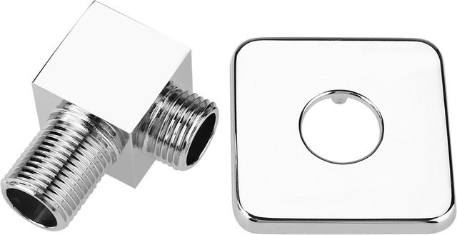 TOMTOP JMS Quadratische Handbrause aus massivem Messing mit Chrom Finish und verdecktem Wandmontage Winkelventil in Grau - Bild 1