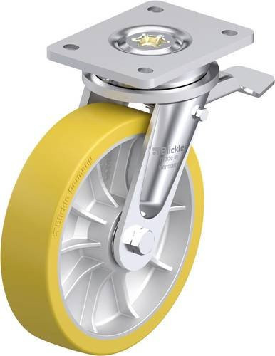 Blickle Schwerlast-Lenkrolle LO-ALTH 202K-ST in Silber und Gelb mit 200 mm Rad-Durchmesser und einer Tragfähigkeit von 1000 kg - Bild 1