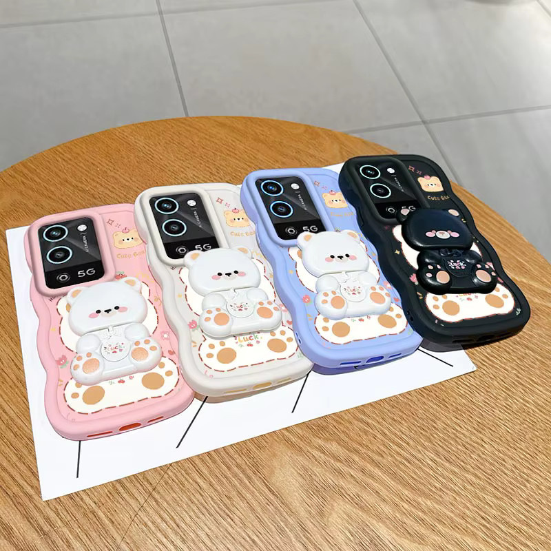 Wellenförmige Silikon Handytasche mit Freche Katze Motiv für OPPO A56 A58 A57 A55 A54S A40 A38 A3X A2X A1X A53S in Weiß oder Pink - Bild 3