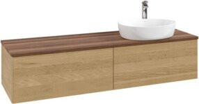 V&B Waschtischunterschrank Antao Wandhängend ohne Frontstruktur in Weiß und Eiche, B: 160 cm, T: 50 cm - Bild 1