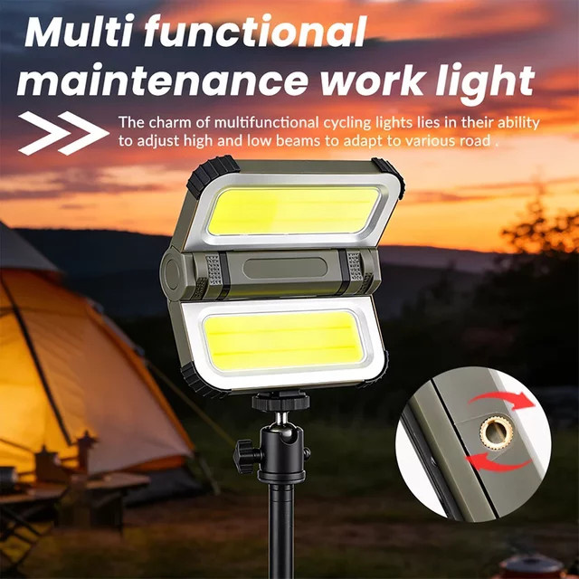 JIASHUAIXIN Multifunktionale Camping-Arbeitslampe mit USB-Solar-Aufladung, Magnetisch und Einstellbarer Helligkeit, Weiß - Bild 1