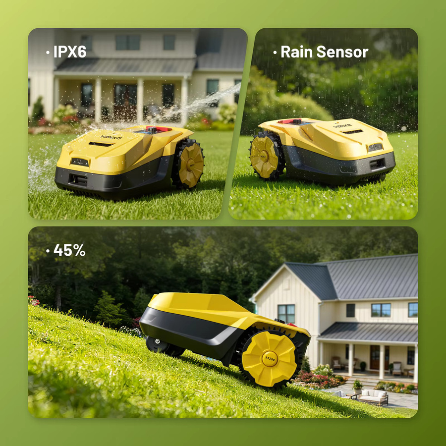 EVERCROSS BOT M200 Mähroboter ohne Begrenzungskabel in Gelb mit RTK+AI Vision, Auto-Kartierung und bis zu 1500m² Schnittfläche - Bild 4
