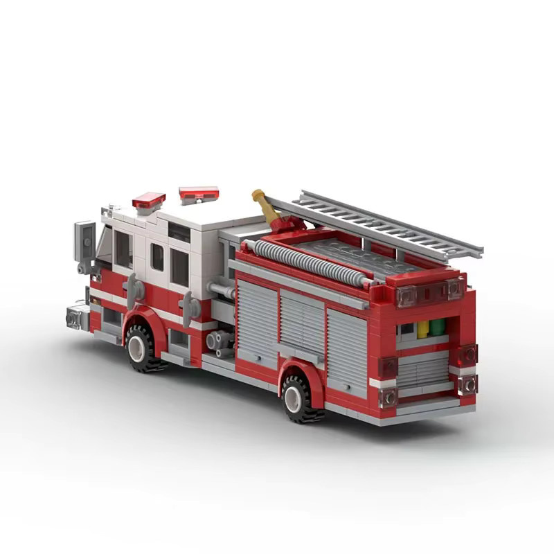 Amerikanische Stadt Feuer Pumpe Lkw Modell, Feuerwehr, Baustein, Rot - Bild 2