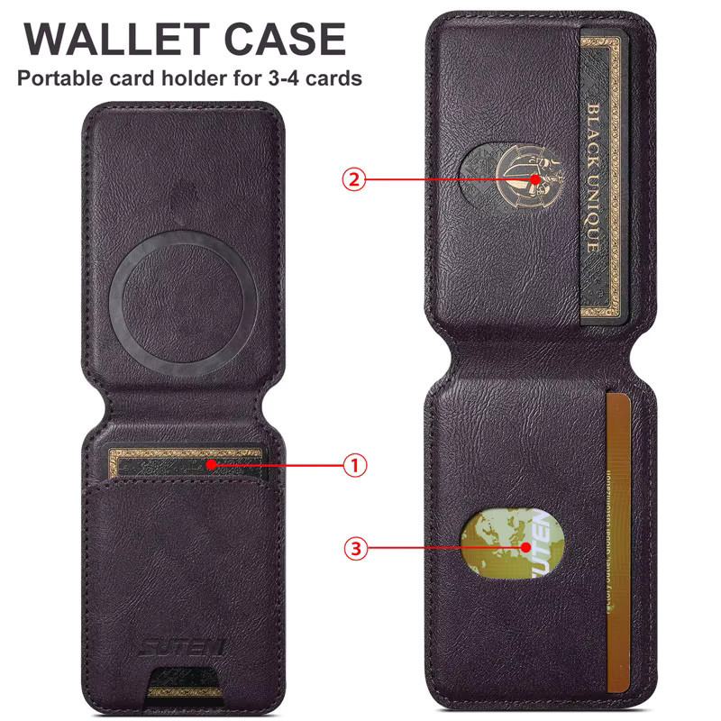 Eucagr Leder Brieftasche mit MagSafe Magnet und Kartenhalter für iPhone 15 Pro, 14 Plus, 13 und 12 Pro Max in Schwarz - Bild 3